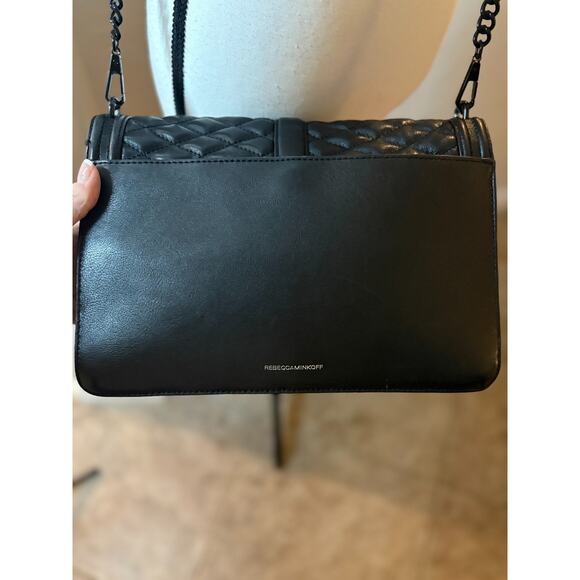 Rebecca Minkoff Chevron Jumbo Love Leather Shoulder Bag Black $398+ AUTHENTC - Picture 9 of 12